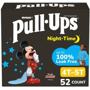lot 13661 image: Pull-Ups Boys Night-Time Potty Training Pants, Size 4T-5T Overnight Training Underwear (38-50 lbs), 52 Ct