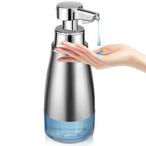 lot 14296 image: Automatic Soap Dispenser Liquid Touchless 15oz Stainless Steel - 3 Level Adjustable Silver Rechargeable Electric Auto Smart Soap Dispenser - Bathroom Kitchen Hand Dish Lotion