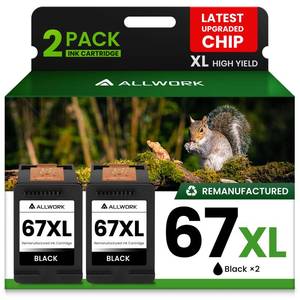 lot 14317 image: 67XL Ink Cartridge Replacement for HP 67 XL Remanufactured for HP Ink 67 67XL for DeskJet 2755e 2700 2855e 2800 2752 2742e 4155e 4255e 4100 Envy 6055 6055e 6455e Printer 2-Pack Black