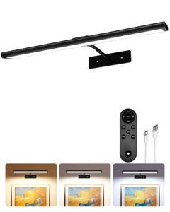 lot 14318 image: EZVALO Picture Light for Wall, 4800mAh Rechargeable Wireless Remote Battery Lights for Painting, 16In Dimmable Magnetic LED Art Display Light, Colors Temperatures, for Gallery, Living Room,Hallway