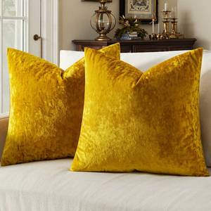 lot 14321 image: MIULEE Velvet Throw Pillow Covers Set of 2, Soft Neutral Decorative Pillow Cases with Luxurious Textured Vintage Cushion Covers for Home Decor Couch Sofa Bed,Golden Mustard Yellow 20x20 inch