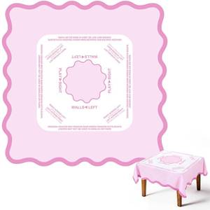 lot 14331 image: Mindsoft Scalloped Mahjong Tablecloth 55 x 55 Inches Square Tablecloth Polyester Game Table Cover for Mahjong Beginners Card Board Tile Games Supplies (Pink)