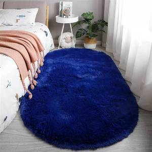 lot 14349 image: Reyox Fluffy Soft Oval Area Rug, Plush Shaggy Carpet for for Living Room Bedroom Home D�cor Royal Blue 2.0 x 3.0 Feet