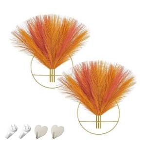 lot 14378 image: Pretty Jolly Boho Wall Art, Hanging Artificial Pampas Display, 2 Pack - Turmeric, Gold, OldOrange - Living Room, Bedroom, Bathroom, Dining Room