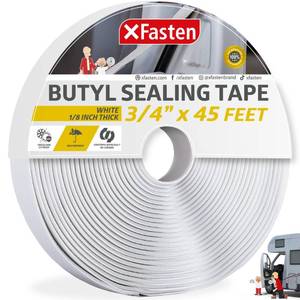 lot 14379 image: XFasten Butyl Seal Tape White - 1.5�� Core 18 x 34 x 45 Foot, EDPM Butyl Putty Tape, Sound Dampener Automotive Butyl Tape RV Rubber Sealant, Waterproof Sealing Tape