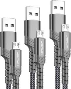 lot 14388 image: JSAUX Micro USB Charger Cable, (3-Pack 3.3ft6.6ft10ft) for Android Charger Micro USB to USB A Nylon Braided Cord Compatible with Samsung Galaxy S6 S7 Edge Note 5, Kindle and More-Grey
