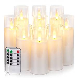 lot 15702 image: Homemory Pure White Acrylic Flameless Candles, LED Candles, Battery Operated Candles with Remote Control and Timer, Fake Electric Candle, Wedding, Home Decor, Set of 9