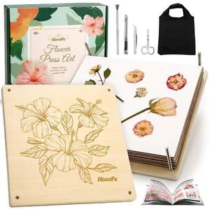 lot 15714 image: Aboofx Flower Press Kit, Craft Kits 11x11 10 Layers Wooden Flower Pressing Kit for Crafts Pressed Flowers & Plant Press for Spring DIY Craft Art, Preservation Kits for Bookmark Frame Flowers Drying