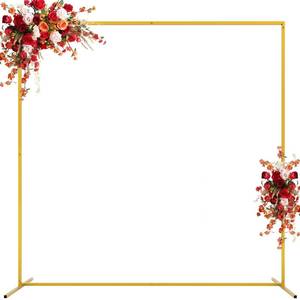lot 15726 image: Aseem 6.6FTx6.6FT Gold Wedding Arch Backdrop Stand Square Metal Rectangular Arch Frame for Ceremony Party Birthday Bridal Baby Shower Anniversary Arbor Balloon Decoration