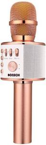 lot 16424 image: BONAOK Wireless Bluetooth Karaoke Microphone,3-in-1 Portable Handheld Karaoke Mic Speaker Machine Home Party Birthday for All Smartphones PC(Q37 Rose Gold)