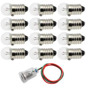 lot 16438 image: FDXGYH E10 1.5V 0.3A Mini Light Bulbs 12pcs Old Fashioned Christmas Lights Replacement Bulbs Physical Electrical Experiment Replacement Bulbs for String Lights with Bulb Holder