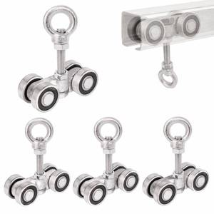 lot 16447 image: BiJun 4 Wheel Trolley Assembly Rollers - 650lbs Heavy-Duty Roller with M12 Bolt & Lifting Eye Nut - Fits 1-58 WideTaller Strut Channels (A2)