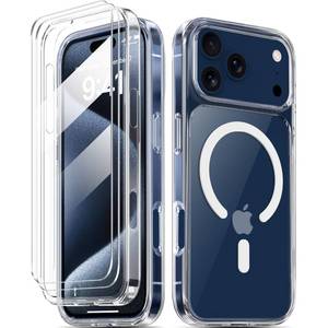 lot 16466 image: COOLQO for iPhone 17 Pro Max Case with Screen Protectors, Compatible with MagSafe, Military Grade 17FT Drop Protection, Shockproof Protective Dual-Layer Magnetic Transparent Phone Cover, Clear