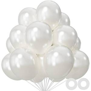 lot 16468 image: 110pcs Pearl White Balloon 12 inch, Pearl white Latex Balloons for Birthday Party Baby Shower Wedding(with 2 Ribbons).