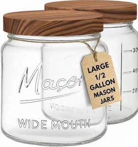 lot 17671 image: kitchentoolz Large Mason Jars with Lids �� 64 oz Mason Jars Wide Mouth, 12 Gallon Glass Jar with Lid for Pantry Storage Canning, Flour, Dry Goods �� 2 Pack