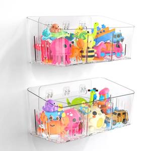 lot 17683 image: Lysam Bath Toy Storage 2 Packs, Large Bath Toy Holder with 3 Compartment, Quick Dry Bathtub Toy Organizer, Bath Tub Toy Net, Shower Toy Basket & Bin, Bathroom Accessories for Baby,Toddler,Kids��Clear��