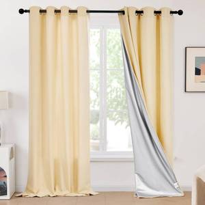 lot 17688 image: Deconovo Lightweight Linen Semi Sheer Beige Curtains for Living Room Dining Office Kids Room, Light Filtering Energy Saving Thermal Insulated Grommet Drapes 84 Inch Length 2 Panels, 52x84 Inch