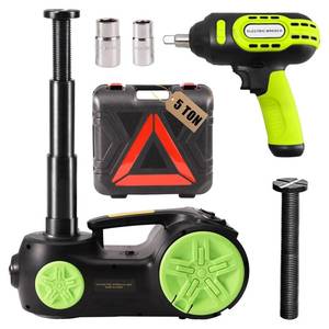 lot 17704 image: ROGTZ Upgraded Electric Hydraulic Car Jack Kit 5 Ton 12V Portable Lift Range 20.9 Inch with Impact Wrench and Tire Inflator Pump for SUV Sedan Truck Repair Floor Jack for Tire Change with LED Light