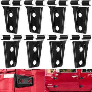 lot 18235 image: Door Hinge Cover Trim Exterior Accessories for Jeep Wrangler JK JKU Sport Rubicon Sahara X Unlimited 2-Door & 4-Door 2007-2018 (Black 8PCS)