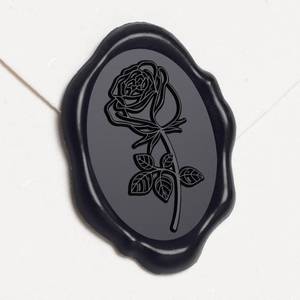 lot 18244 image: UNIQOOO Wax Seal Stickers - Rose Oval Wedding Invitation Envelope Seal Sticker, 50 Pcs Floral Self- Adhesive Black Stickers, Perfect for Invitation, Christmas, Gift Wrapping, Party