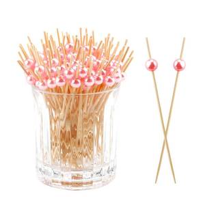 lot 18247 image: 120PCS Cocktail Picks Toothpicks for Appetizers Cocktail Picks for Drinks Bamboo Toothpicks Cocktail Toothpicks Fancy Toothpicks for Appetizers Pink Pearl Toothpicks for Food Long Toothpicks 4.7Inch