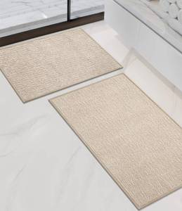 lot 18251 image: chakme Bathroom Rug Sets 2 Piece, Ultra Thin Bath Rug Set Quick Dry Bath Mat, Absorbent Bath Mat for Bathroom Non Slip Machine Washable, (Light Beige)
