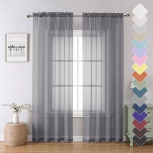 lot 18257 image: Lecloud Charcoal Grey Sheer Curtains 84 Inches Long 2 Panels, Voile Airy Light Filtering Curtains for Living Room Bedroom, Dual Rod Pocket Sheer Window Treatments Drapes, Each Panel 40 W x 84 L