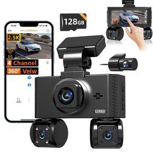 lot 18261 image: 4 Channel Dash Cam Front and Rear Inside Left Right Car Dash Camera 360 View, 2.5K QHD Car Camera Supper Night Vision, 5G WiFi 3.16�� IPS Touch Screen, G-Sensor,24H Parking Mode Free128G Card 256G Max