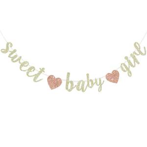 lot 18275 image: BEISHIDA Champagne Glitter Girl Baby Banner,NO DIY, Pre-Strung Baby Gender Party Banner For Girls, Girls Shower Decorations,First Birthday Sweet party supplies
