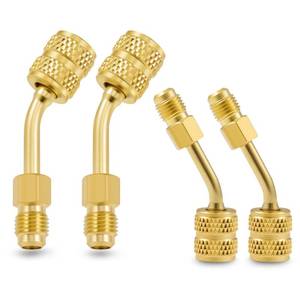 lot 18291 image: Orion Motor Tech R410a Adapter, 516 Female to 14 Male Air Conditioner & Hose Connectors for R410a Refrigerant Mini Split HVAC Recharging & More, Set of 4 Angled Adapters