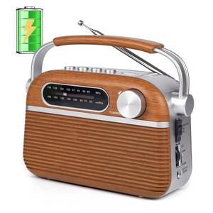 lot 18306 image: ONGTEED Retro AM FM Analog Radio Bluetooth Speak Plug in Wall, AC Power or Rechargeable or Battery Operated Vintage Transistor with Loud Speaker, Support TF Card USB Player for Gifts