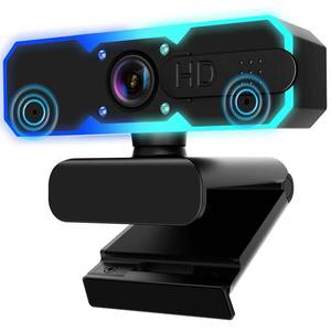 lot 18340 image: NBPOWER 1080P 60FPS Streaming Camera Webcam with Microphone and Fill RGB Light,Autofocus,Work with LaptopDesktop ComputerWinsdowsMac OSPC Computer for Camera