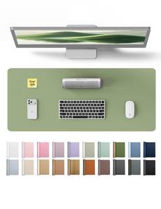 lot 18344 image: YSAGi Leather Desk Pad Protector, Office Desk Mat, Large Mouse Pad, Non-Slip PU Leather Desk Blotter, Laptop Desk Pad, Waterproof Desk Writing Pad for Office and Home (Bamboo Green, 23.6 x 13.8)