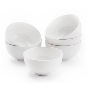 lot 19259 image: AntoKueh White Ceramic Bowls 6 in, 26Oz round Large Cereal Bowl set of 6, Deep Porcelain Bowls for Cereal, Salad, Noodles, DishwasherMicrowave safe (ONLY 4)