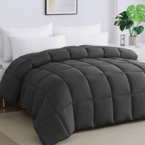 lot 19269 image: STWIENER Alaskan King Comforter 132x 120- Oversized Extra Large Cloud Soft Marshmallow Puff Lightweight Quilted Down Alternative, Fluffy Breathable Microfiber Duvet Insert w8 Tabs All Season, Grey