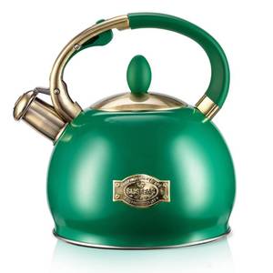 lot 19274 image: SUSTEAS Stove Top Whistling Tea Kettle - Food Grade Stainless Steel Teakettle Teapot with Cool Touch Ergonomic Handle, With 1 Silicone Pinch Mitt Included, 2.64 Quart (Green)