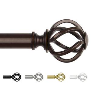 lot 19277 image: Bronze Curtain Rods for Windows 48 to 84 Inch, USFOOK 78 Inch Telescoping Splicing Drapery Rods with Twisted Cage Finials