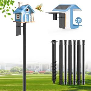 lot 19278 image: cogardenshower Heavy Duty Bird Feeder Pole - 117 Extra Tall Bird House Stand Outdoor, Anti-Tip Auger & Stable Mount for Smart Camera Birdfeeder,Bluebird House, Bird Buddy, Birdfy