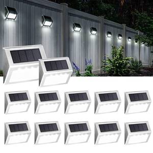 lot 19284 image: SOLPEX Solar Fence Lights, 12 Pack Solar Powered Deck Lights Outdoor Waterproof,4 LEDs Solar Step Lighting for Stair Stairway Patio Porch Pathway Walkway Garden (Cold White)
