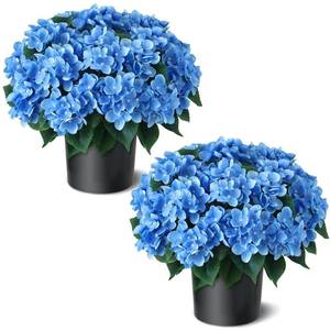 lot 19295 image: FOTEEWL Artificial Hydrangea Flower Topiary Trees - 2 Sets Faux Silk Flower Potted Plant, UV Resistant Fake Outdoor Hydrangea Bush for Front Door, Farmhouse,Garden, Porch Decor (Blue)