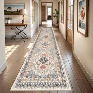 lot 19303 image: Restydon Hallway Runner Rug 2x12, Extra Long Washable Runner Rugs with Rubber Backing, Non Slip Runner, Vintage Rug Runners for Kitchen Laundry Room Entryway (BlueRedMulti,2x12)