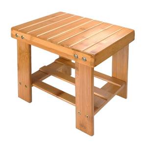 lot 19309 image: ASelected Bamboo Bench Stool, 10 inch Wooden Foot Step Stool for Bedroom Kitchen Mudroom Foyer Entryway Small Bench Shoe Stool