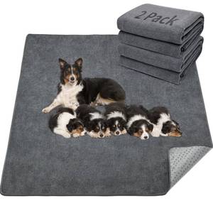 lot 19315 image: LOOBANI 2 Packs Extra Large Reusable Dog Mat for Floor, Non-Slip Washable Pee Pad for Dogs, Fast Absorbent Pet Whelping Pads, Puppy Playpen Mat for Incontinence, Housebreak, Crate, 48x48in, Gray