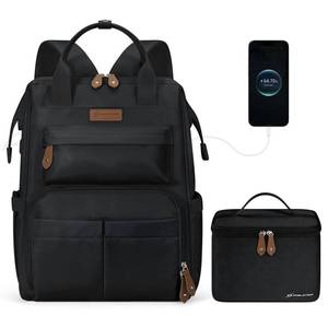 lot 19321 image: Maelstrom Travel Backpack for Women Men,Laptop Backpack Fits 15.6-17.3 Inch Laptop, NurseWork Bag with Insulated Lunch Box (Black)