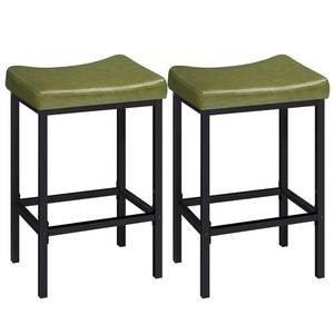 lot 19325 image: HOOBRO Bar Stools, Set of 2 Bar Chairs, Counter Height Stools, Saddle Barstools with Curved Surface, 24.8 Inches, 2.4 Thick Upholstery, for Kitchen, Dining Room, Cafe Forest Green and Black JB10BY01