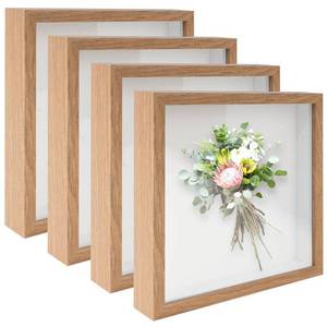 lot 19326 image: 4 Pack 8x 8 Shadow Boxes Frame Display Cases Wood Deep Shadowbox for Photos, Dried Flowers, Handicrafts Picture Frames for Wall Tabletop (Wood, 8x8)