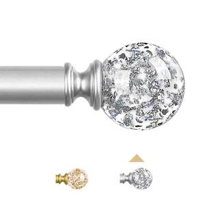 lot 19333 image: TVWOO Silver Decorative Crystal Curtain Rods36-88 Inch Heavy Duty Adjustable Window Curtains Rods for Bedroom Living Room,Nickel Modern Girly Acrylic Drapery Rods Set with Sheer Bling Foil Finials