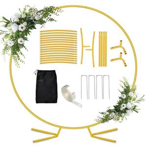 lot 19339 image: 7.2FT Round Balloon Arch Stand,Gold Arch Backdrop Stand for Parties��Metal Circle Wedding Arch Heavy Duty for Ceremony Birthday Party Anniversary Bridal Graduation Decoration