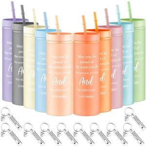lot 19345 image: Mumufy 20 Pcs Employee Appreciation Gifts Bulk Thank You Team Employee Gifts with 16oz Skinny Tumbler Keychains for Social Worker Staff Teacher Nurse Coworker(Bright Color)