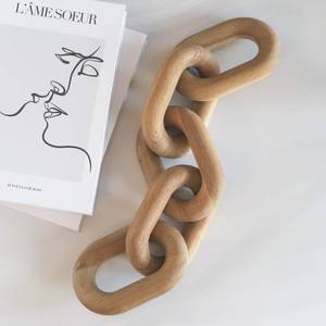 lot 19356 image: Natural Wood Chain Link Decor �� 21 Light-Medium Decorative Object for Coffee Table, TV Stand & Living Room - Bohemian Shelf & Entryway Table Accent �� Gift Idea for Housewarming or Home D�cor